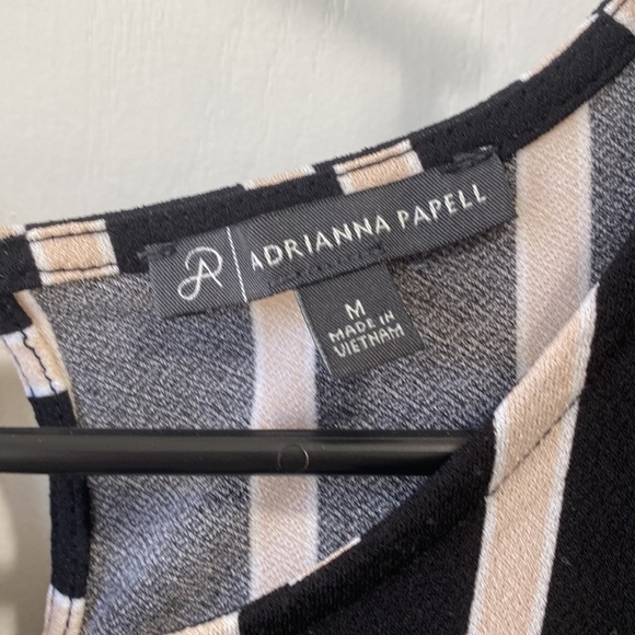 ADRIANNA PAPELL Striped Long Sleeve Cropped Sleeve Blouse Top Loose - Picture 2 of 7